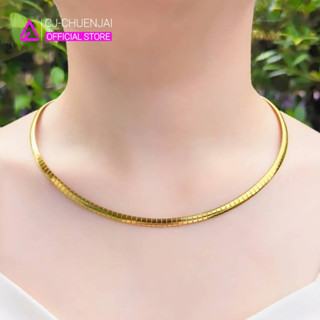 CJ สร้อยลายโชคเกอร์ กว้าง4,6,8มิล สีทอง สแตนเลสทองเลเซอร์ ไม…