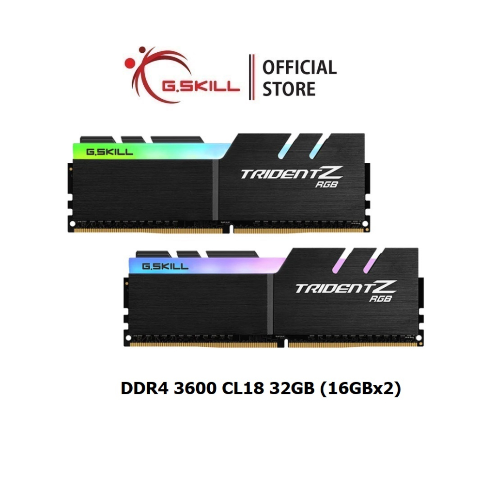 แรมพีซี G.SKILL - DDR4-RAM P/C 32/3600 Trident Z RGB (F4-3600C18D-32GTZR) 16GBx2 (18-22-22-42)