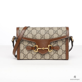 GUCCI HORSEBIT 1955 WOC MINI BROWN GG MONOGRAM GHW