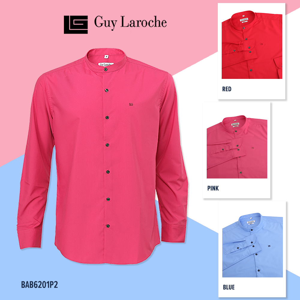 Guy Laroche เสื้อเชิ้ต คอจีน สีพื้น ปักโลโก้  (BAB6201P2)