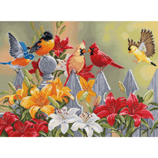 LU-BU5024 Backyard Birds with Daylilies ชุดปักครอสติชลิขสิทธิ์แท้ ครอสติชไม่พิมพ์ลาย แบรนด์ Luca-S