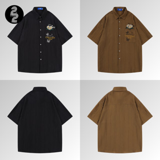 KR1007 "Black Flower Shirt"เสื้อเชิ้ตเกาหลีปักลายดอกไม้ลาย Unicorn โครตเท่ห์