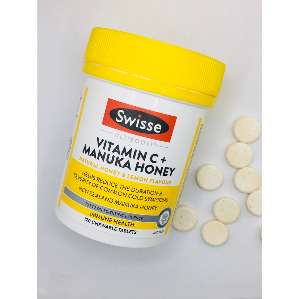 Swisse UB Vitamin C + Manuka Honey 120เม็ดเคี้ยว วิตามินซีรสน้ำผึ้งมะนาว