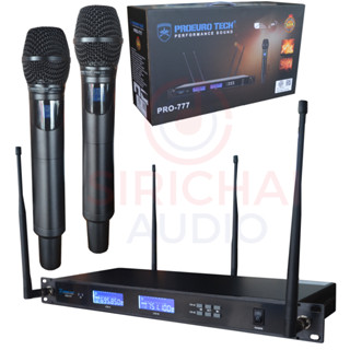 ไมค์ลอยคู่ PROEUROTECH รุ่น PRO777 ปรับคลื่นความถี่UHF 4เสาสัญญาณ กันคลื่นชนกันได้ ระยะส่งไกลมาก