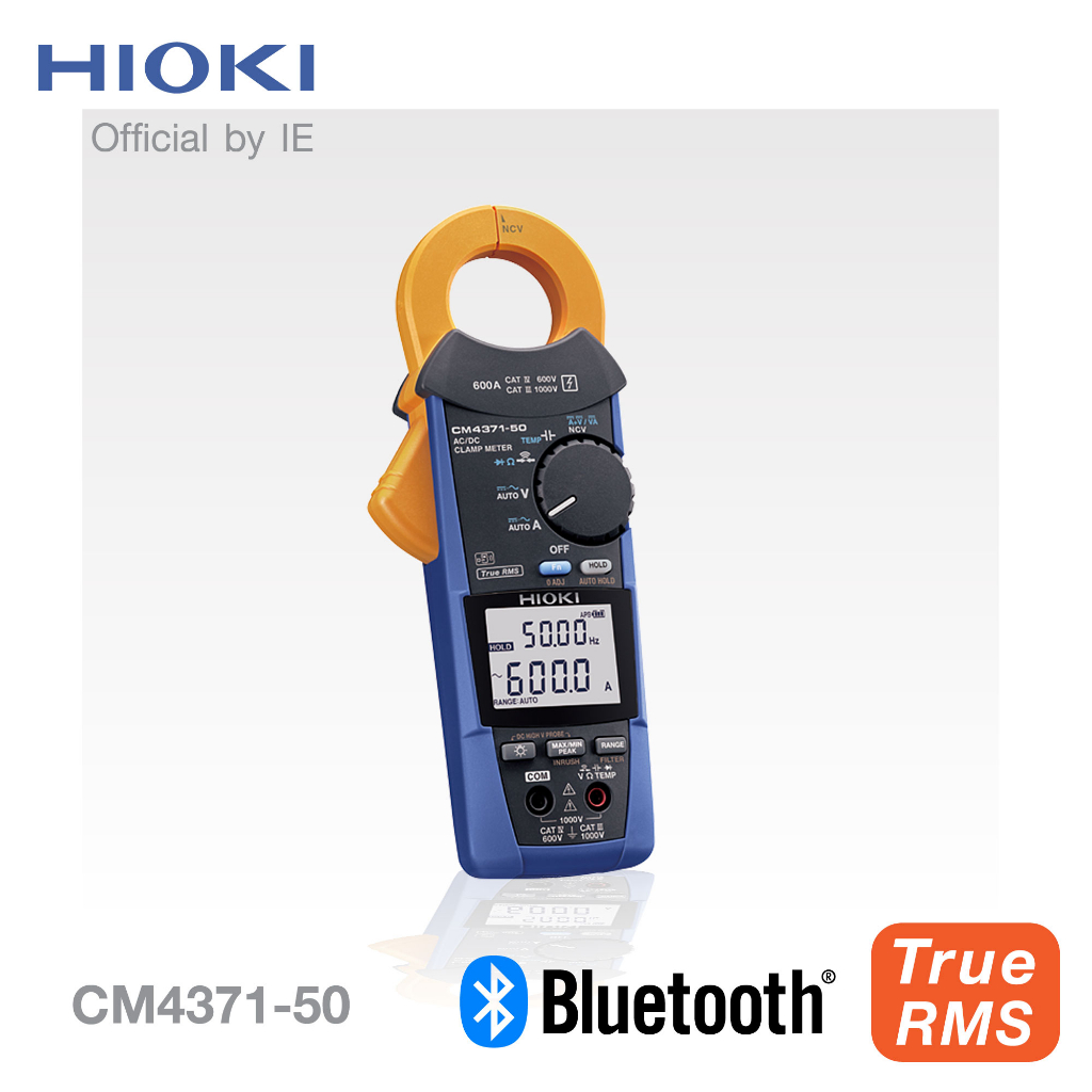 HIOKI CM4371-50 แคลมป์มิเตอร์ AC/DC คำนวณแบบ True RMS วัดกระแสสูงสุด 600 A รองรับการเชื่อม Bluetooth
