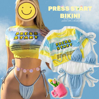 มีสีใหม่เข้าเพิ่ม  PRESS START Bikini -บิกินี่ 3 ชิ้น สีฟ้าเหลือง น่ารัก💛💙