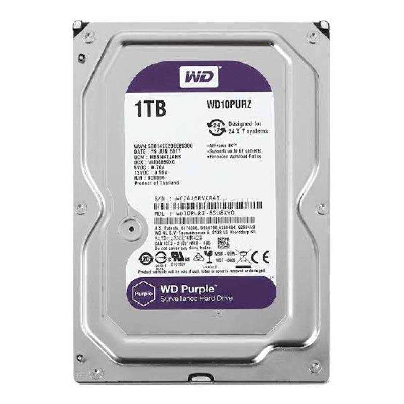 HDD 1TB WD ฮาร์ดดิสก์ WD PURPLE 1TB  FOR CCTV ประกัน 3ปี