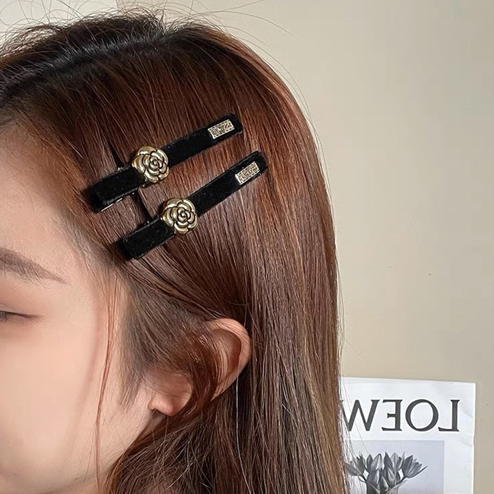 Fashion กิ๊บติดผม รูปปากเป็ด ผ้ากำมะหยี่ สีดำ สไตล์เกาหลี พร้อมส่งจากไทย Q-152 - รูปที่ 5