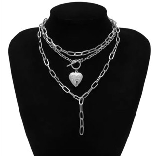 สร้อยคอโซ่ยาวจี้หัวใจล็อคเกต​ Chain​ Necklace​ with​ heart​ Locked​