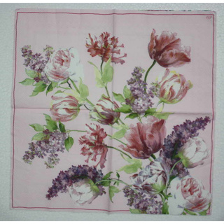 Pladao Napkin ภาพดอกไม้ Elizabeth Garden Tulip ทิวลิป ชมพู กระดาษ แนพกิ้น สำหรับงานศิลปะ เดคูพาจ decoupage ขนาด L 33x33