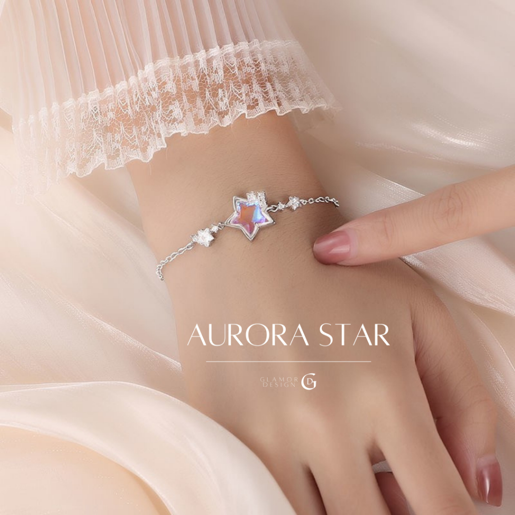 GLAMOR✨สร้อยข้อมือเงินแท้ Aurora Star ของขวัญ Valentine กำไลเงินแท้ สร้อยข้อมือเพชร กําไลข้อมือเพชร ข้อมือเงินแท้