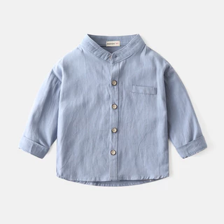 เสื้อเชิ้ตคอจีนเด็กผู้ชาย ใส่ออกงาน เสื้อผ้าเด็กผู้ชาย แขนยาว เท่ๆหล่อๆ🥳😘