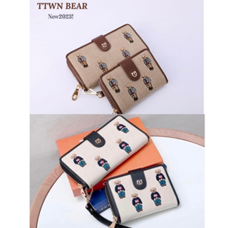 ✨New✨wallets 2023 เป๋าตังค์ใบยาวและใบกลาง งานปักน้องหมี🧸 เเบรนด์แท้ TTWN BEAR