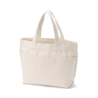 NEW MUJI (มูจิ) กระเป๋าสะพายข้างผ้าแคนวาสทรงกว้าง สีธรรมชาติ- Canvas Wide Tote Bag Natural