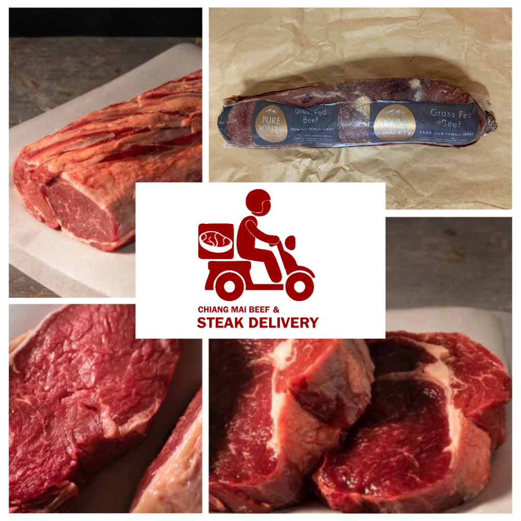 Whole Beef striploin Ribeye Striploin pure south Grass Fed New Zealand Steak Prime Steer Grade เนื้อ