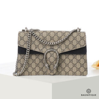 GUCCI DIONYSUS SMALL BEIGE BLACK GG SUPREME MONOGRAM SHW