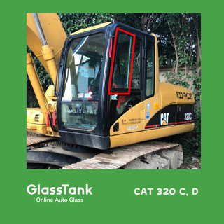 กระจกบานเลื่อนหน้าซ้ายแคท CAT 320 c,d กระจกแม็คโคร