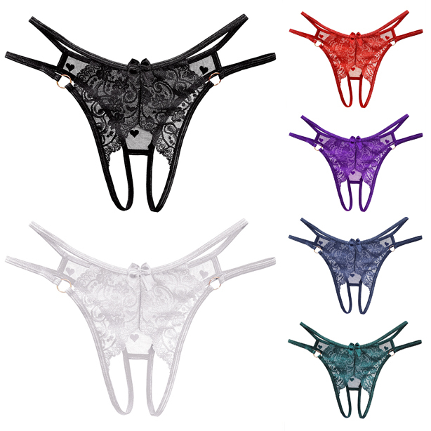 SexyC2  [ส่งภายใน1-2วัน] กางเกงในลูกไม้เปิดเป้า ด้านหลังซีทรูลายหัวใจ มี7สี