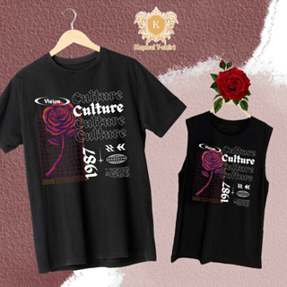 T-Shirt เสื้อยืด เสื้อแขนกุด สีดำ ลาย Rose the Street เนื้อผ้าCotton100% เบอร์32 ใส่สบาย ใส่ได้ทั้งหญิงและชาย