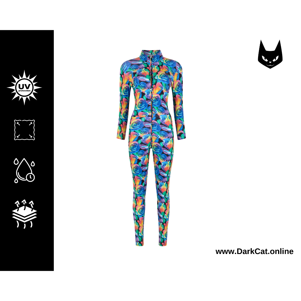 [DarkCat] Bodysuit ชุดกีฬาOutdoor กันUV สำหรับ ตีกอล์ฟ ว่ายน้ำ ดำน้ำ วิ่ง รุ่น2EASY ลาย Neon Flowers