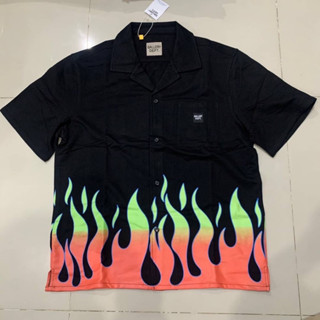 GALLERY DEPT PARKER FLAMES BLACK SHIRT เสื้อเชิ้ตคอปกแขนสั้น แบรนด์แกลอรี่เดป ลายเปลวไฟ