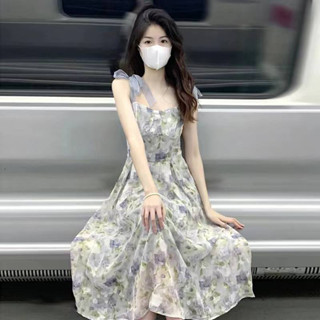 New floral dress เดรสผูกไหล่ผ้าพิมพ์ลายดอกไม้TVD636