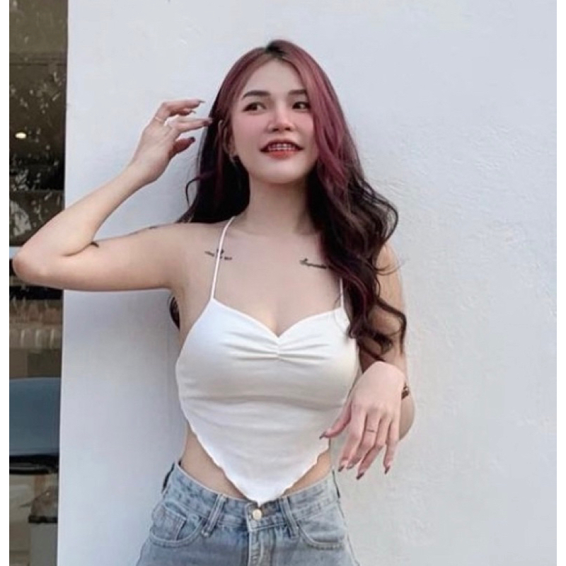 เสื้อสายเดี่ยวทรงสามเหลี่ยมเอวเอส 🍓 สายไขว้หลังสุดเซกซี่ 🍷 เนื้อผ้าหนานุ่มอย่างดี 🍓 พร้อมส่ง🇹🇭