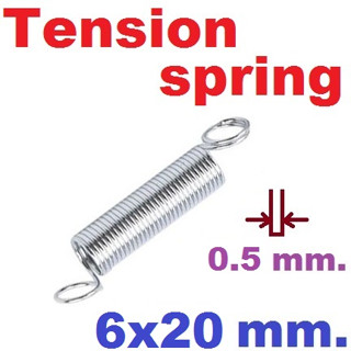 (7ชิ้น)สปริงขดแบบดึง ขนาด 6x20 mm.Tension spring Extension spring Steel สปริงดึง สปริงเกี่ยว