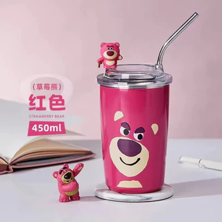 🔥Lotso แก้วเก็บความเย็นสุดคูล ลายหมีลอตโซ่ (แถมฟรีหลอด+ตุ๊กตา)