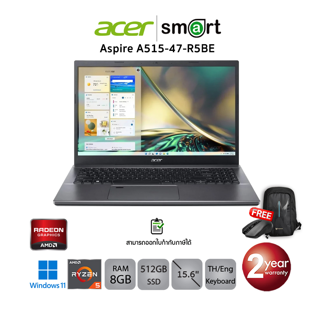 Acer Aspire A515-47-R5BE (NXK86ST009) Ryzen5-5625U/8GB/512GB M.2 SSD/AMD Radeon Graphics/15.6"FHD/Wi