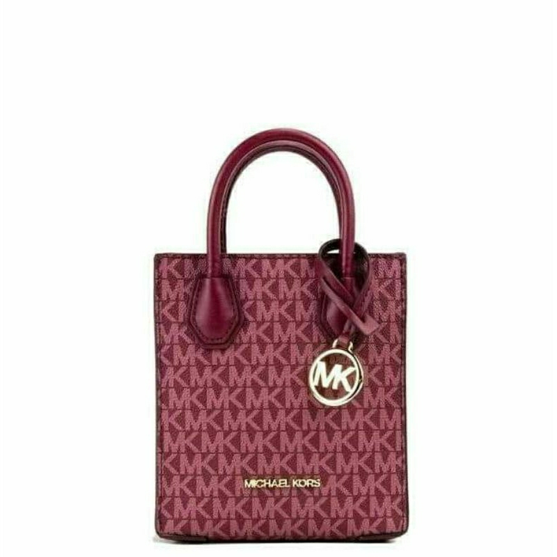 🇺🇲 Michael Kors MK Mercer XS Mulberry Signature PVC North South Shopper Crossbody Bag​ (Phone Bag) ❤️