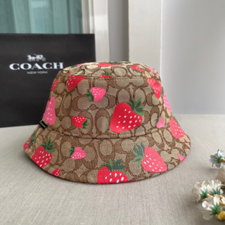 Coach Signature Wild Strawberry Print Bucket Hat Style No. CH392