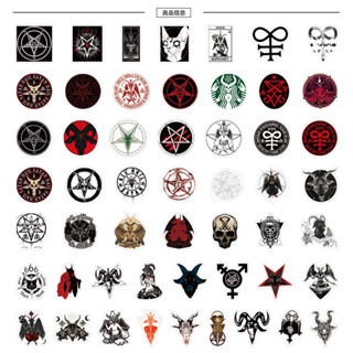 พร้อมส่ง Satanism satan punk sticker 50pcsดำขาว ศิลปะกอทิก มาร devil ซาตาน สติกเกอร์กันน้ำรูปแบบที่แตกต่างกัน ศิลปะกอทิก