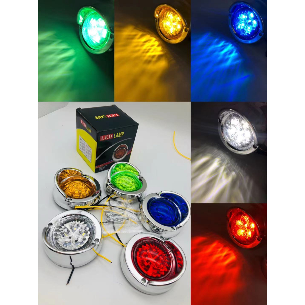 ไฟ LED สเปอร์ส 24 V ติดแช่ ไฟราวข้าง ไฟหมวก-หลังคา ตกแต่งรถบรรทุก สิบล้อขนาด 3 นิ้ว FLK03 มี5สี 1คู่