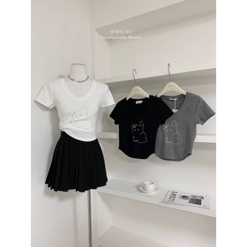 NN168 ครอปคอวีปักกระต่ายงานนำเข้า🇰🇷 WG.WE