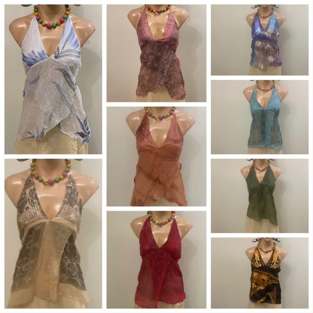 IDT003 เสื้อคอวี มีสายผูกช่วงคอ มียางกระชับช่วงหล้ง ขนาดฟรีไซส์