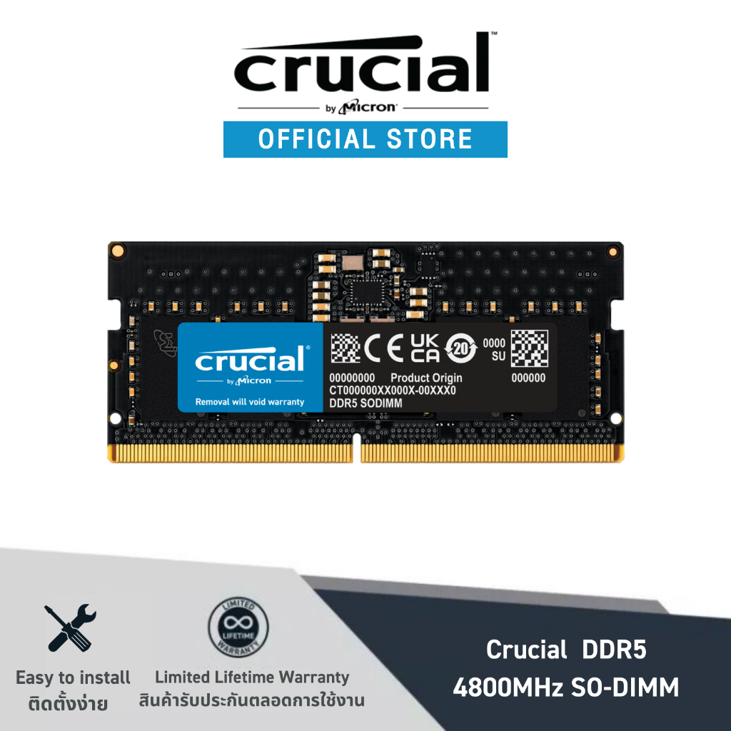 Crucial DDR5 4800MHz Desktop Memory ( 8GB 16GB 32GB ) แรม Notebook ...