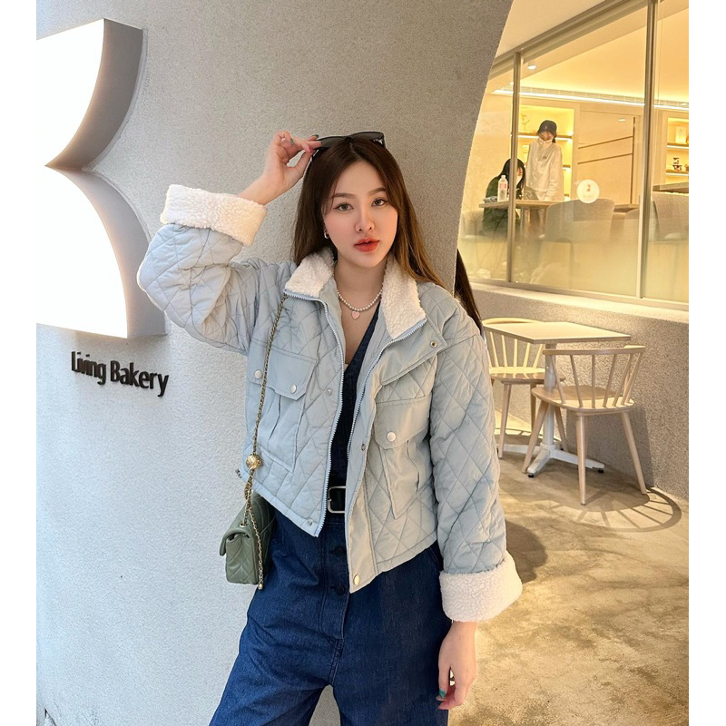 MALIMAYS - Fluffy Jacket แจ็คเก็ตกันหนาว ทอลายตาราง รูปที่ 4