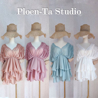 Monae chiffon set ชุดจั้มสูทสุดคิ้วท์ ดีเทลเย็บย่นช่วงไหล่ แต่งระบายที่ชายเสื้อ