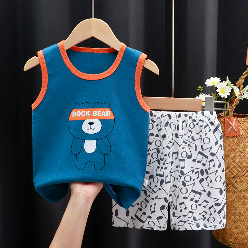 ชุดเสื้อกล้ามเด็ก ระบายอากาศดีใส่สบาย เสื้อยืดกล้าม + กางเกงขาสั้น  ชุดเด็ก เสื้อผ้าเด็ก - รูปที่ 5