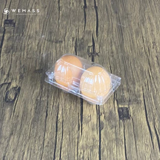 กล่องพลาสติกใส่ไข่ 2ฟอง (100ใบ/แพ็ก) มีฝาล็อก ไม่ต้องเย็บแม็ก กล่องพลาสติกแพคไข่ กล่องไข่