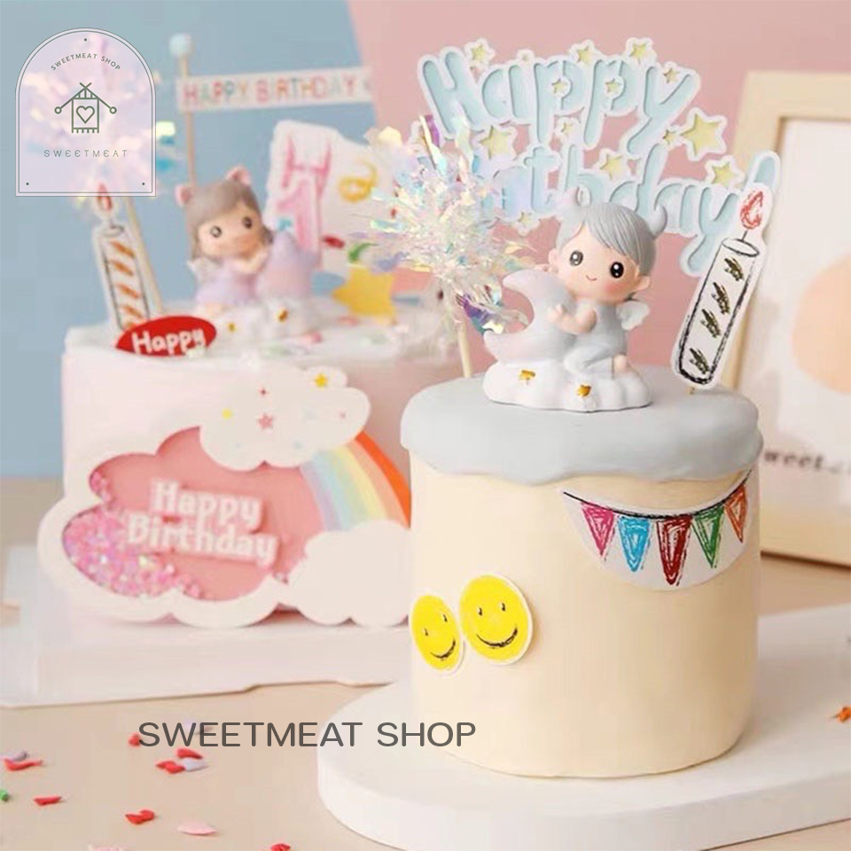ตุ๊กตาแต่งเค้ก เด็กชาย เด็กหญิง ป้ายHappy birthday 432 751 064 007 008 082 531 1543 1349 1017 1739