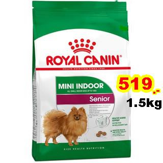 Royal Canin Mini indoor Senior 1.5 kg.อาหารชนิดเม็ดสำหรับสุนัขโตพันธุ์เล็ก Exp.04/2024