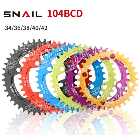 ใบจาน Snail  BCD104  ขนาด 34/36/38/40/42 T ใบจานจักรยาน ใบจานเดี่ย่ว อะไหล่จักรยาน
