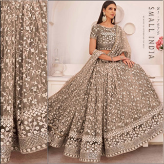 {**ส่งฟรี**} SMALL INDIA 💫❄️ Wedding Wear Organza Embroidered Lehenga 💫❄️ Women Lehenga Choli Set