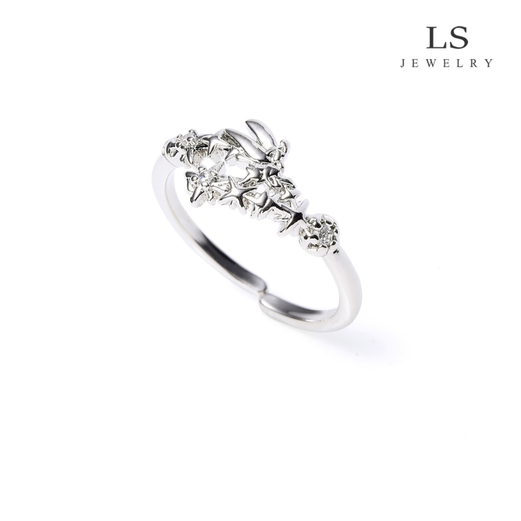 jewelry แหวนแฟชั่นสตรีแพลตตินัม แหวนบูติก ของขวัญ r2342