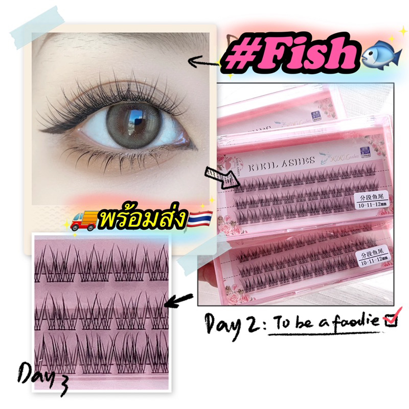 1แถม1 พร้อมส่ง KIKILASHES Fish ขนตาปลอมFish ขนตาปลอมธรรมชาติ