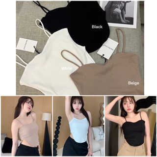 💫New💫(พร้อมส่ง)🏷️Valen เสื้อสายเดี่ยวผ้าร่อง ดีเทลเว้าช่วงเอว