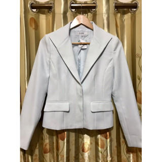 📌Krone women’s Japanese sky blue blazer suit size 9AR เบลเซอร์ สูท แบรนด์ญี่ปุ่น สีฟ้า ผ้าทอดิ้นเงิน สูทสีฟ้า มีตำหนิ