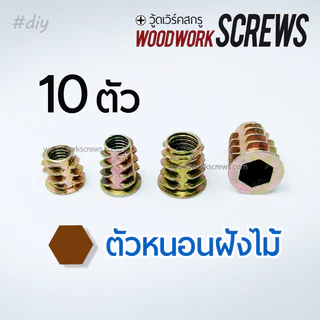 ตัวหนอนฝังไม้ หกเหลี่ยม 10ตัว พุกเกลียวฝังไม้ เกลียวมิล น๊อคดาวน์ ประกอบโต๊ะตู้ ขันน๊อตฝังเนื้อไม้ พุกหนอนเกลียวใน